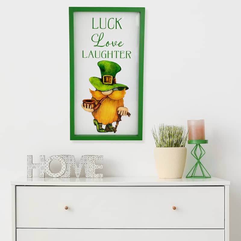 Luck Love Laughter St. Patricks Day Framed Wall Sign - 18"