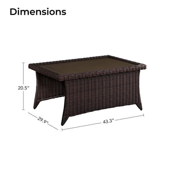 dimension image slide 11 of 16, Murphy Outdoor Wicker Patio Outdoor Sofa Swivel Chair Coffee Table
