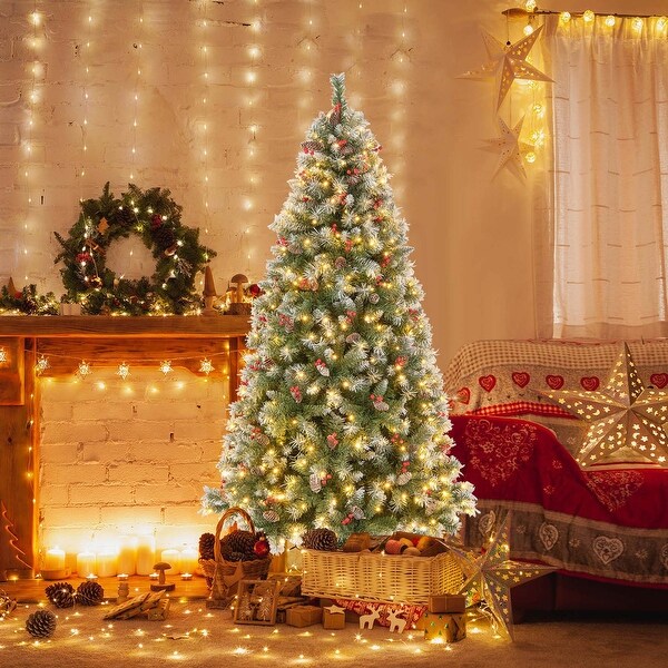 Costway 5FT/6.5FT/7.5FT Artificial Christmas Tree Hinged with