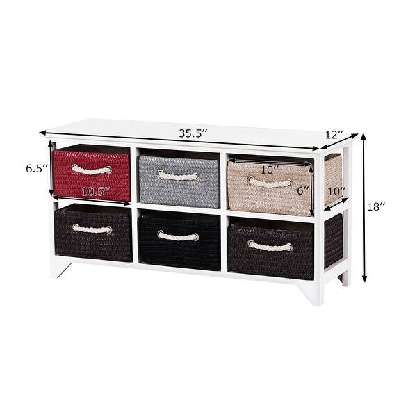 Costway Wicker Basket Storage Unit Chest Wooden Frame 6 Drawer Baskets Organizer Shelf Overstock 24198854