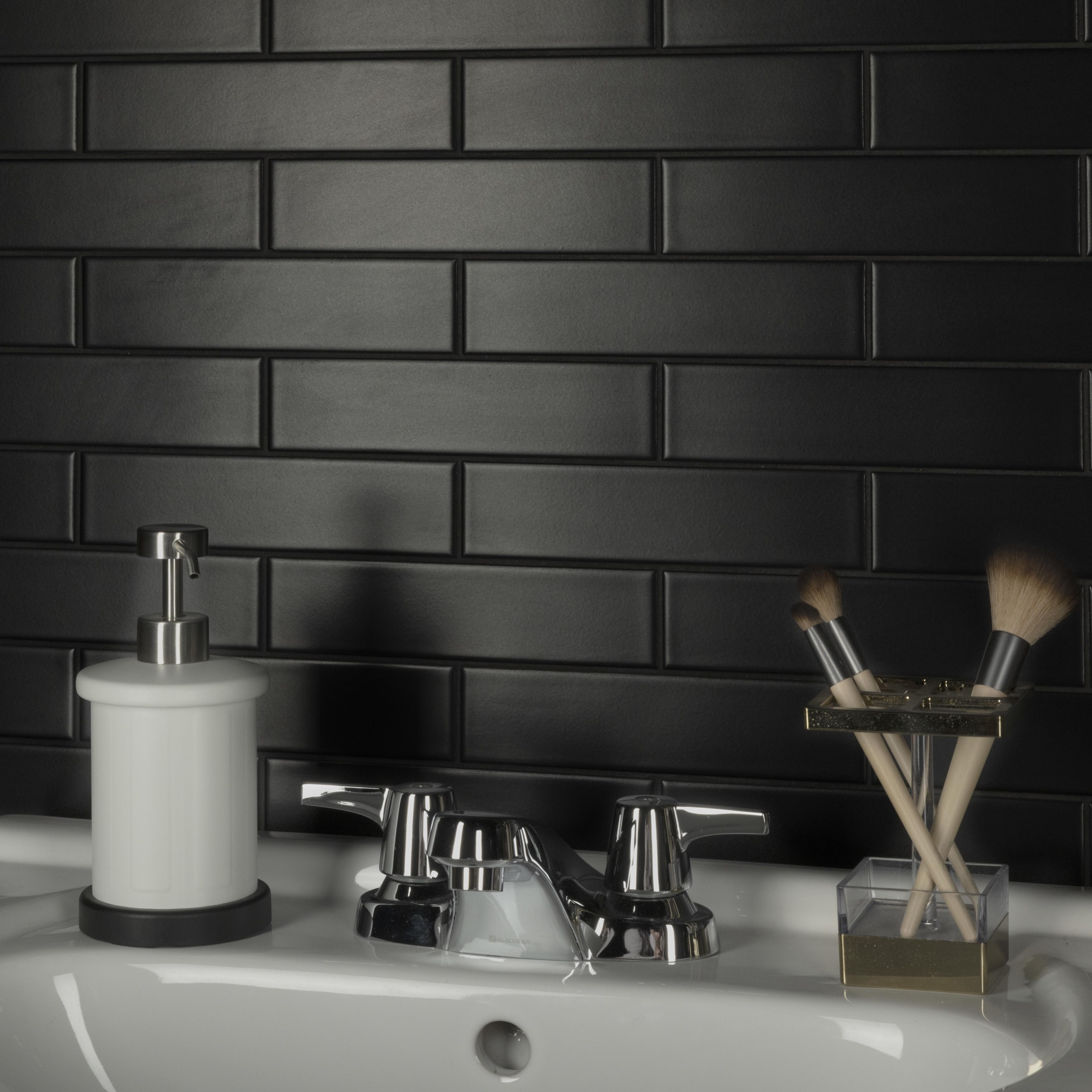 Merola Tile Metro Soho Subway Matte Black 1-3/4\, image size:3500x3500