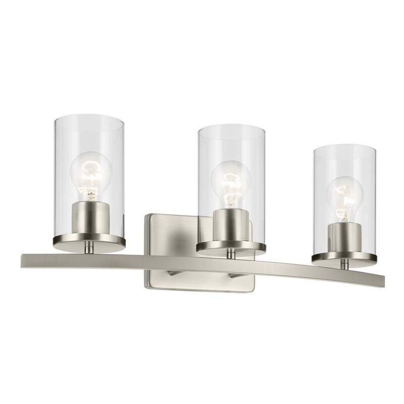 Kichler Lighting Crosby Bathroom Vanity Light with Clear Glass - Brushed Nickel - 3-Light