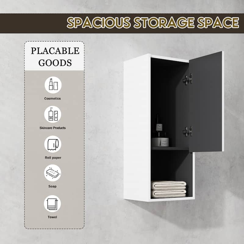 12" Bathroom Side Cabinet - White