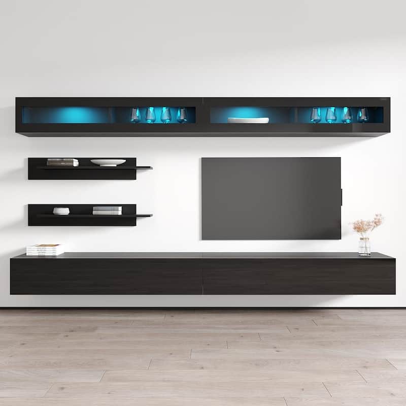 Fly I2 30TV Wall-mounted Floating Modern Entertainment Center - Black