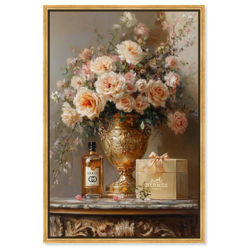 Classical Vase Tans and Floral Canvas by Art Remedy - 30" x 45" - Gold