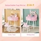 preview thumbnail 18 of 51, Kids Vanity Set with Mirror Makeup Dressing Table with Drawer