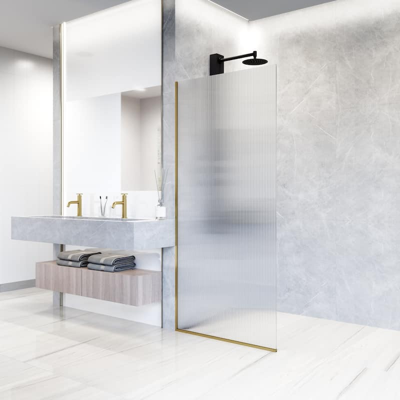 VIGO Zenith 34" W x 74" H Frameless Fixed Shower Screen