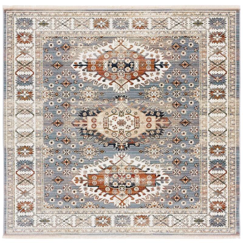 SAFAVIEH Herat Gaylene Traditional Distressed Rug - 6'7" Square - Grey/Cream
