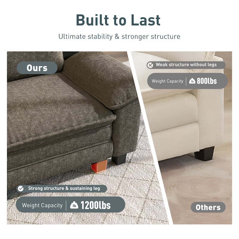 MAISON ARTS 3-Piece Sofa Set for Living Room, Comfy 3-Seater with Loveseat or Armchair, Modular Sectional Couch with Pillows