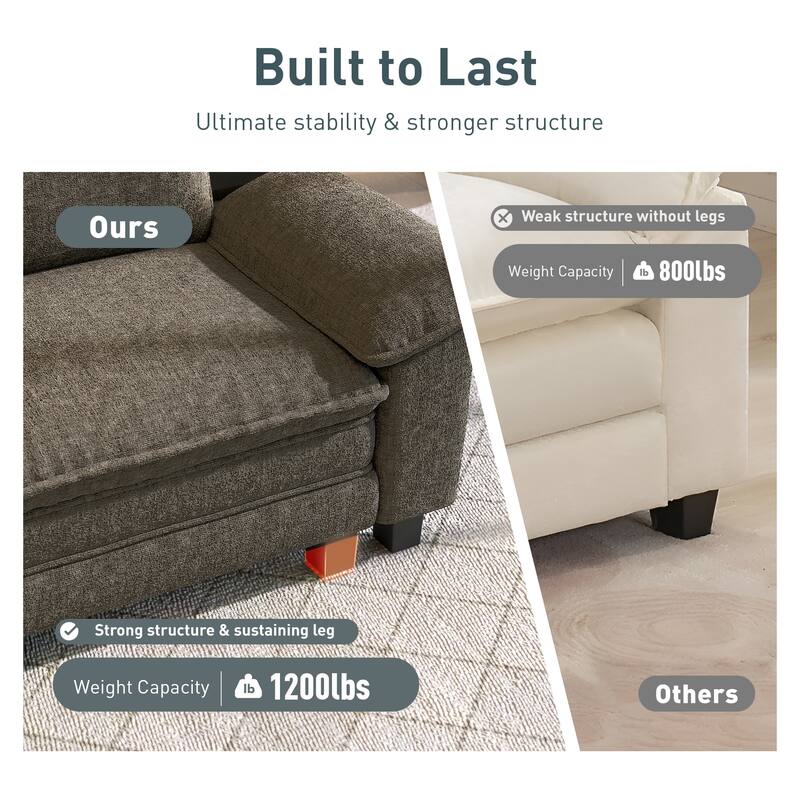 MAISON ARTS Cloud Modular Sofa, Deep Seat Chenille or Corduroy Couch with Removable Arms, 1–4 Seater