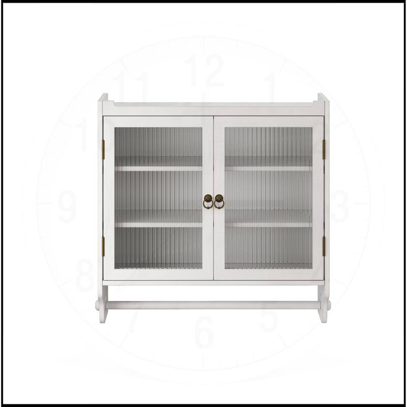 24.8"Glass Double Door Wall Cabinet with Towel Rack