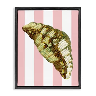 Stupell Disco Croissant & Pink Stripes Framed Floater Canvas Wall Art Design By Lil' Rue