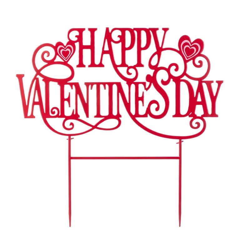 Glitzhome 23.25"H Metal Happy Valentine's Day Yard Stake