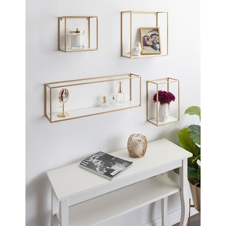 Kate and Laurel Mallory Wood and Metal Wall Shelf Set - 4 Piece