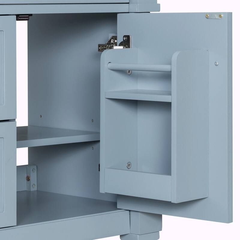 36" Bathroom Vanity with Sink, Freestanding Bathroom Cabinet with Ceramic Basin, Flip Drawer