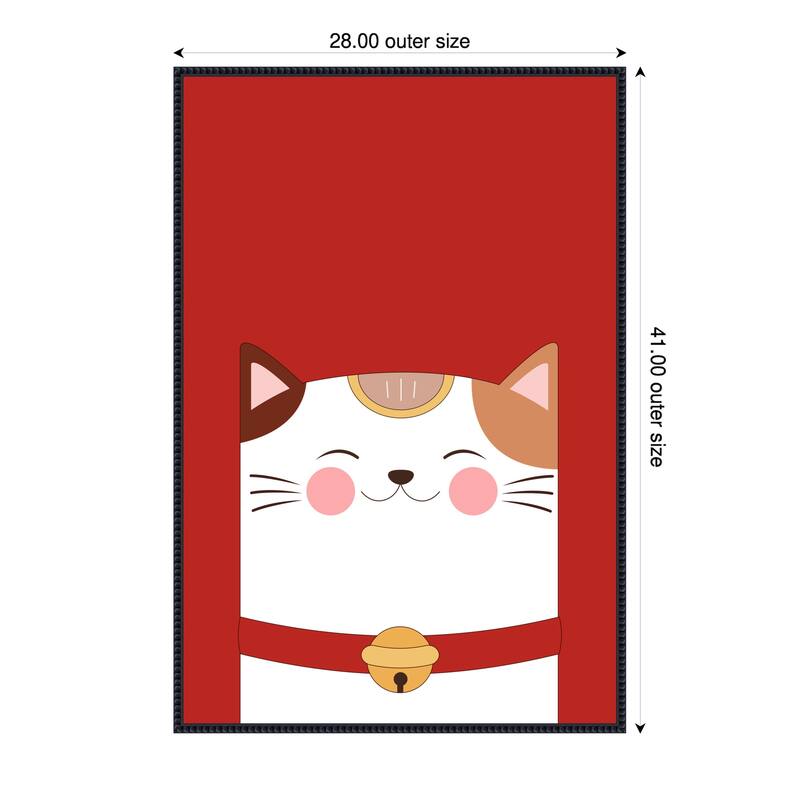 Good Luck Charm Cat by Xuan Thai Framed Canvas Wall Art Print - 28 x 41 in