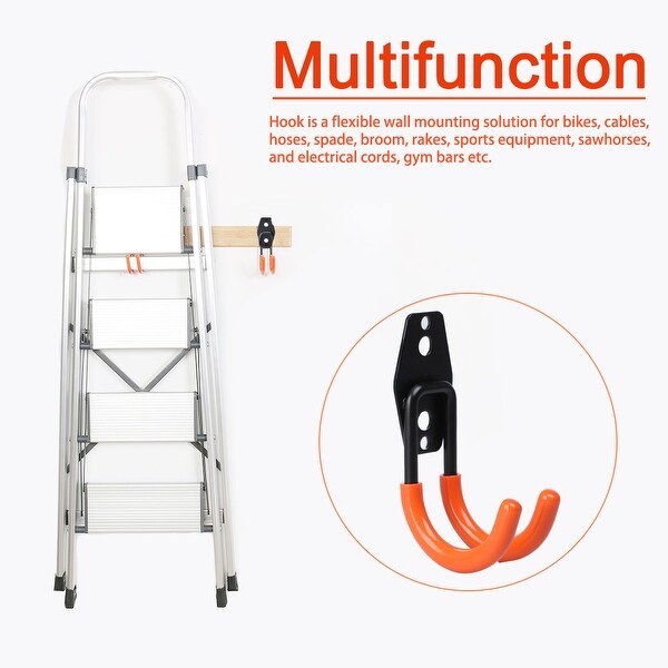 2 X Heavy Duty Double Bike Storage Hooks Wall Mounted Ladder