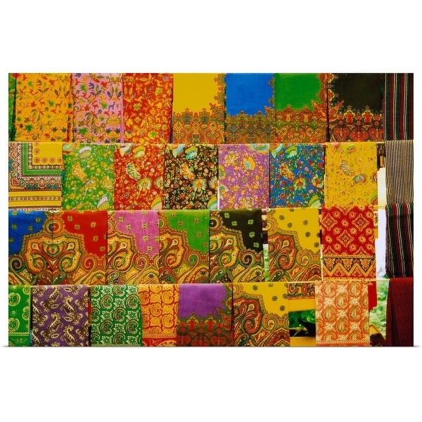 "Display of brightly-colored fabric" Poster Print