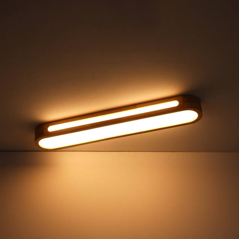 Rustic Natural Wood Dimmable LED Oval Ceiling Light 3000K - Wood Grain - 31.5 Inches