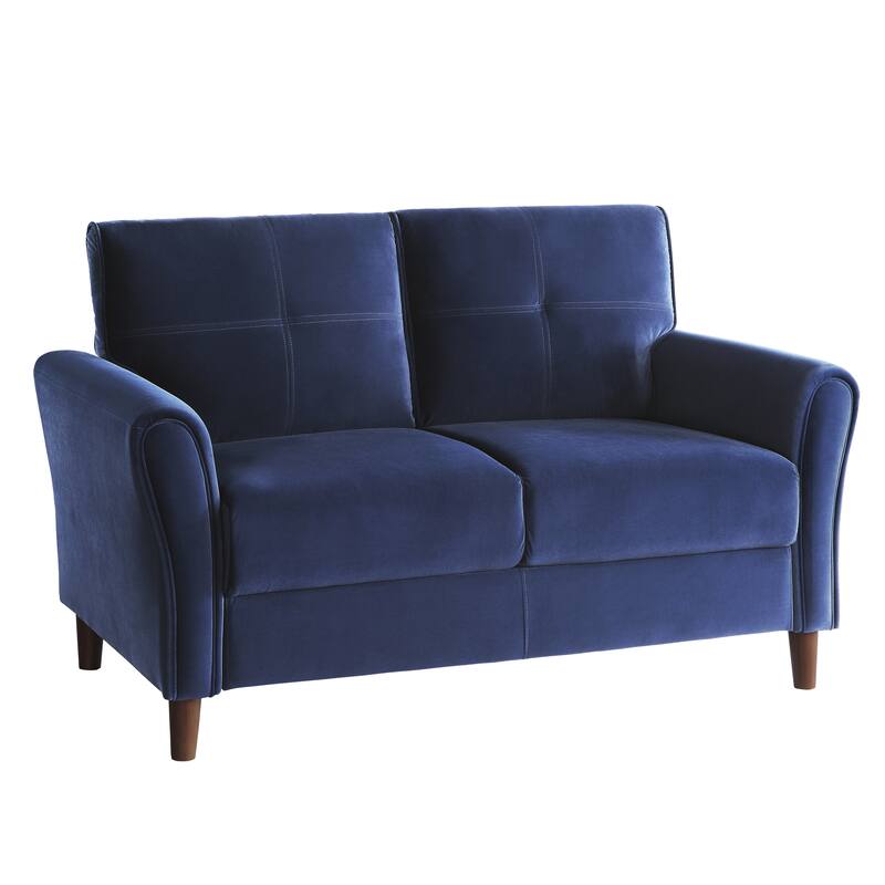 Brown Velvet Upholstery 1Pc Comfort Loveseat Plush Seatbacks Tufted Detail Solid Wood Frame Modern Living Room Furniture