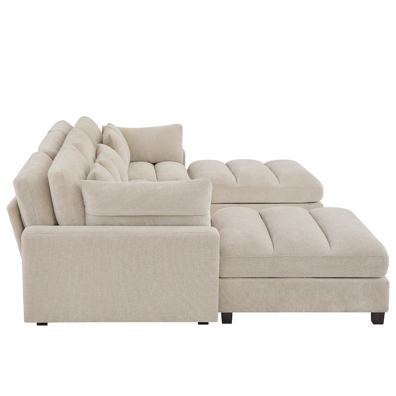128.4 Inch Chenier Combination Sofa (With Pillow And Ottoman) - 128.4"W X 44.1"D X 33.9"H