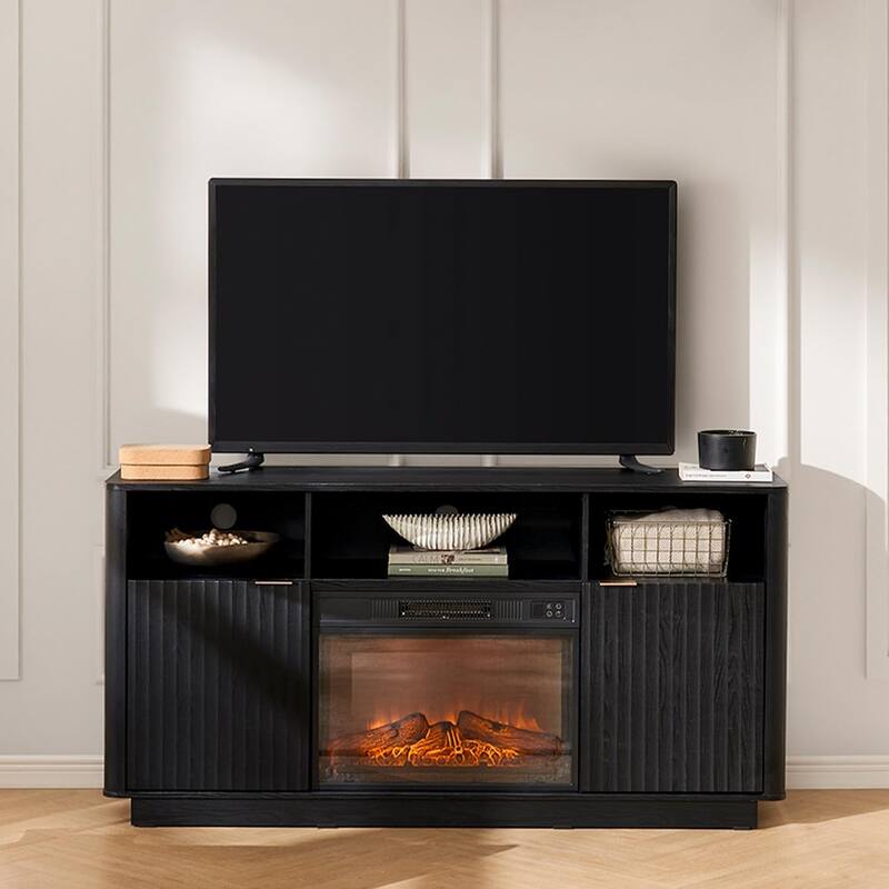 Mopio Brooklyn 59" Electric Fireplace TV Stand - Black