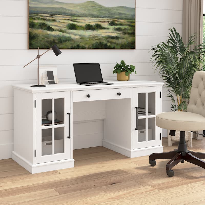 Westbrook 60W Computer Desk with Storage by Bush Furniture - White Ash