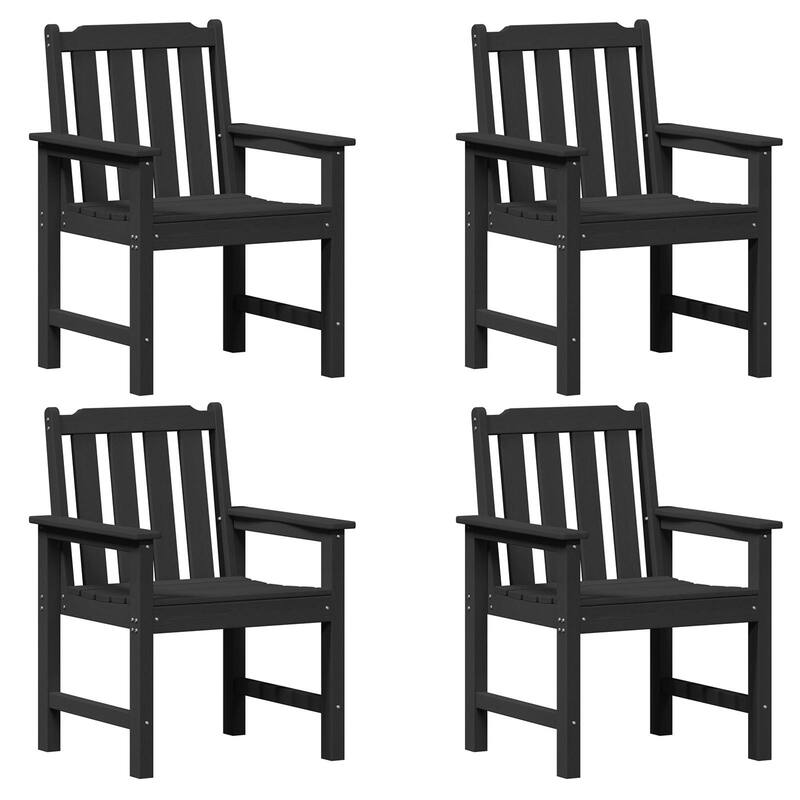 vidaXL Garden Dining Chairs 4 pcs Black 25.8x21.8x34.6 in HDPE - 25.8 x 23.2 x 34.6