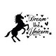 preview thumbnail 14 of 13, Unicorn Wall Decal for Baby Girl Nursery 22 wide x 15 tall inches - Black
