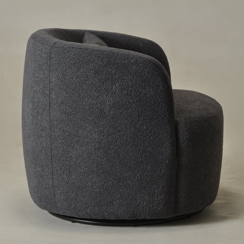KINWELL 34" Sherpa Swivel Accent Chair Boucle Upholstered Armchair