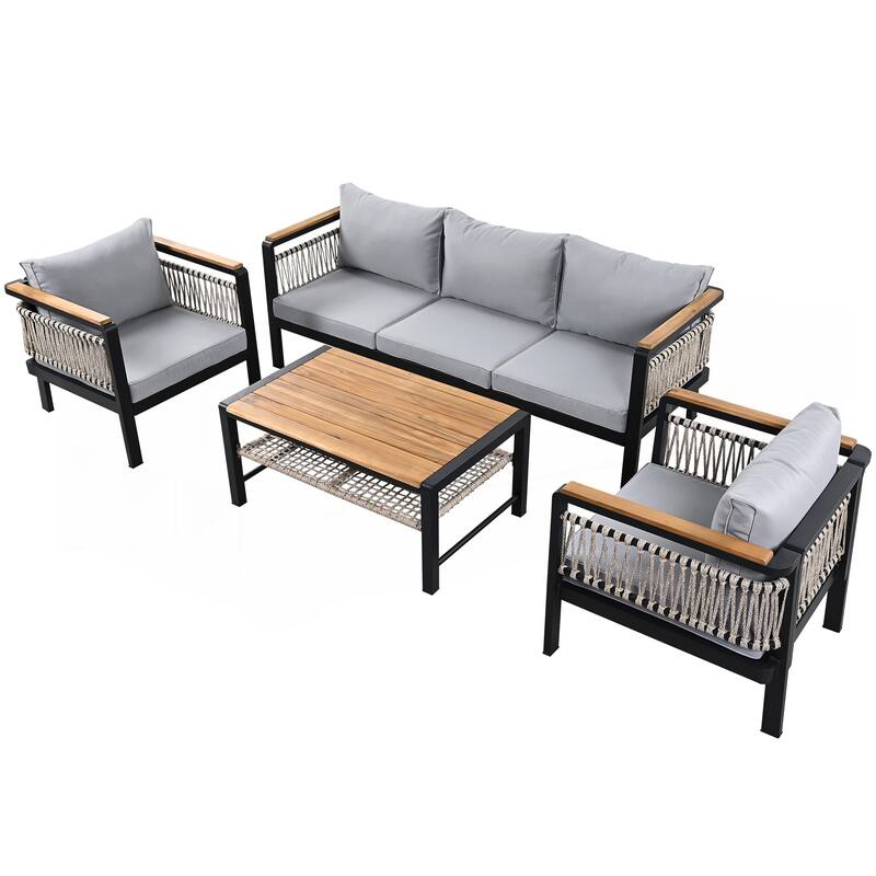 4 Pieces Outdoor Sectional Sofa Set