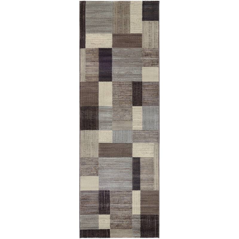 Delta Spatial Brown-Multicolor Area Rug - 2'7" x 7'10" Runner