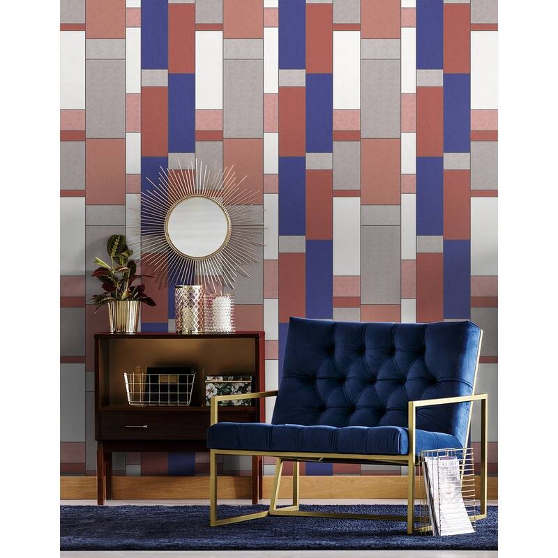 Harding, De Stijl Geometric 33' L X 20.5" W, Art Deco Wallpaper Roll