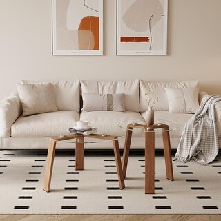 Modern Minimalist Round Glass Coffee Table Set (Set of 2) - Bed Bath ...