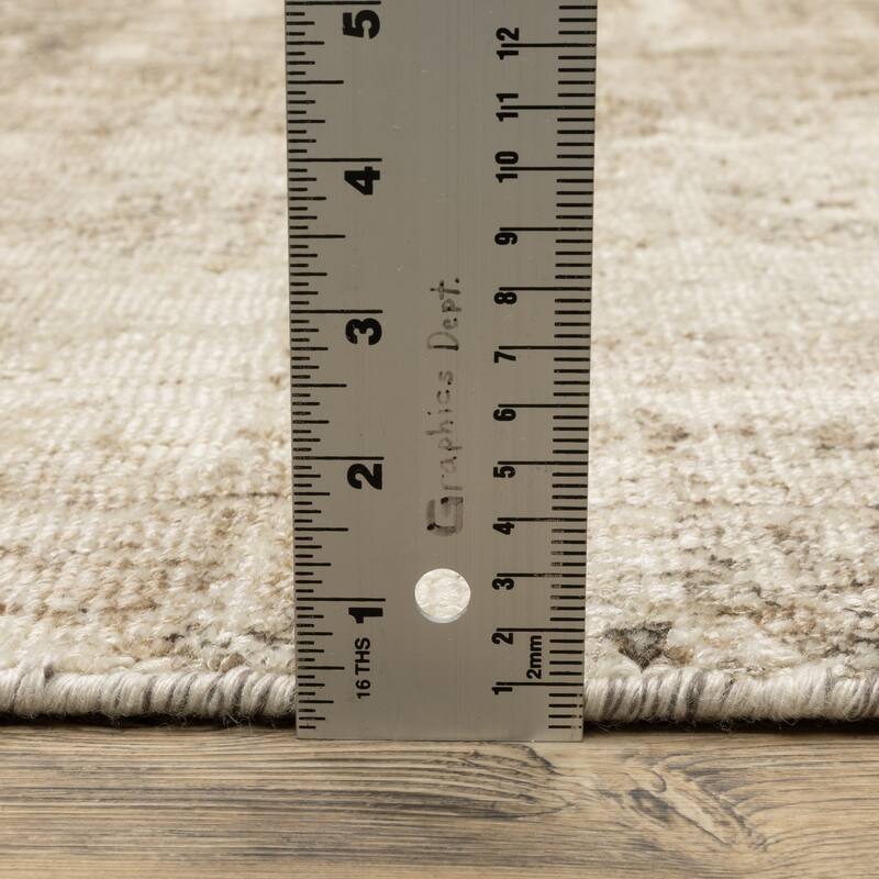 Somerset Textured Abstract Brown/ Beige Hand-made Wood Blend Area Rug