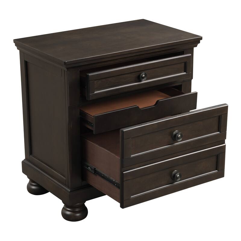 Grayish Brown 5pc Bedroom Set Platform Storage Bed Nightstands Dresser Mirror