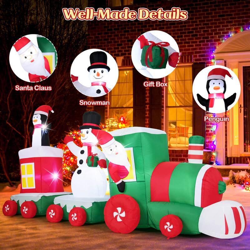 Costway 11.5 FT Christmas Inflatables Train with Snowman Penguin - as pic shows - See Details