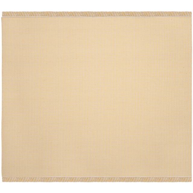 SAFAVIEH Handmade Montauk Rukhsana Flatweave Cotton Fringe Rug - 6' x 6' Square - Ivory/Yellow