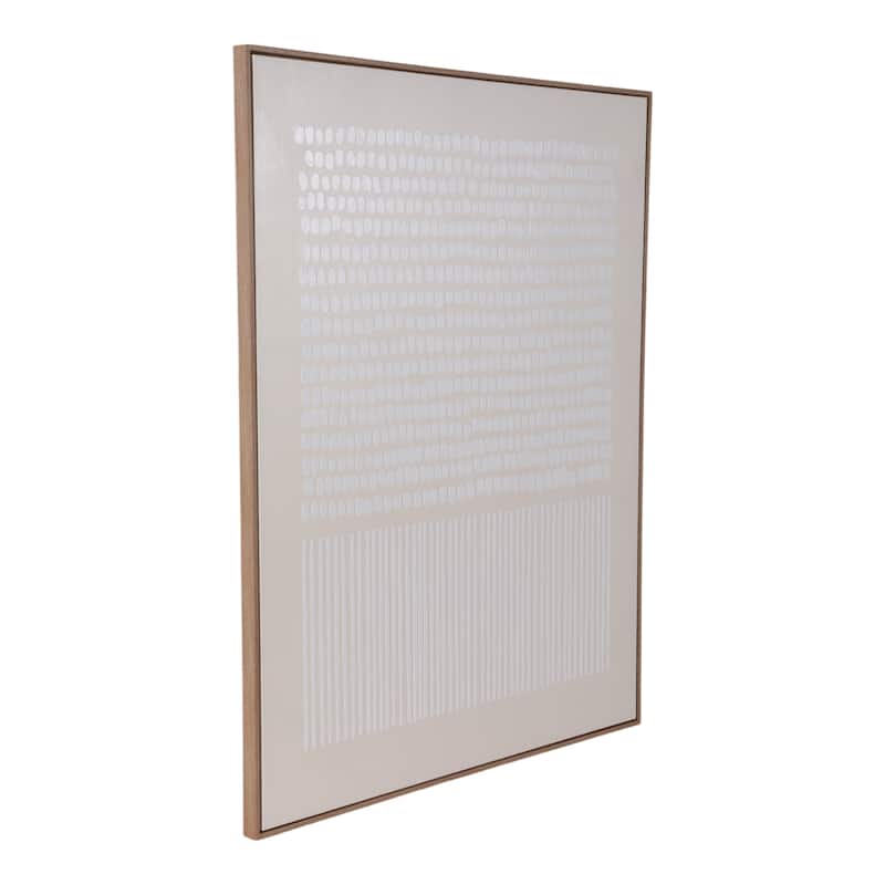 Canvas Wall Art Framed Decorative Textured Dots Lines - 48" Ivory
