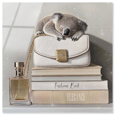 Koala on Fashion Books Acrylic by Art Remedy, Ready to Hang