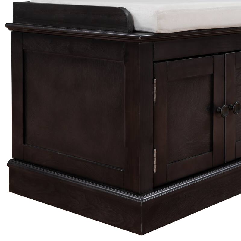 Storage Bench with 4 Doors and Adjustable Shelves