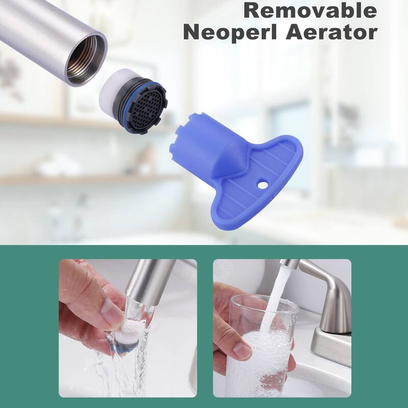 WOWOW 4 in. Centerset Double Handle Bathroom Faucet