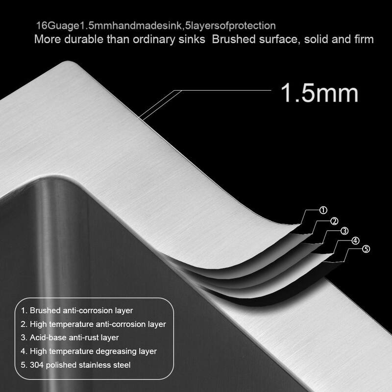 Undermount Stainless Steel Kitchen Sink 16 Gauge 9 Inch Deep Single Bowl Kitchen Sink Basin - Brushed Nickel