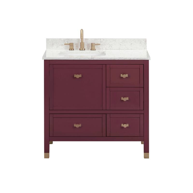 Alana Bathroom Vanity in Burgundy Red with Alluring Quartz Top