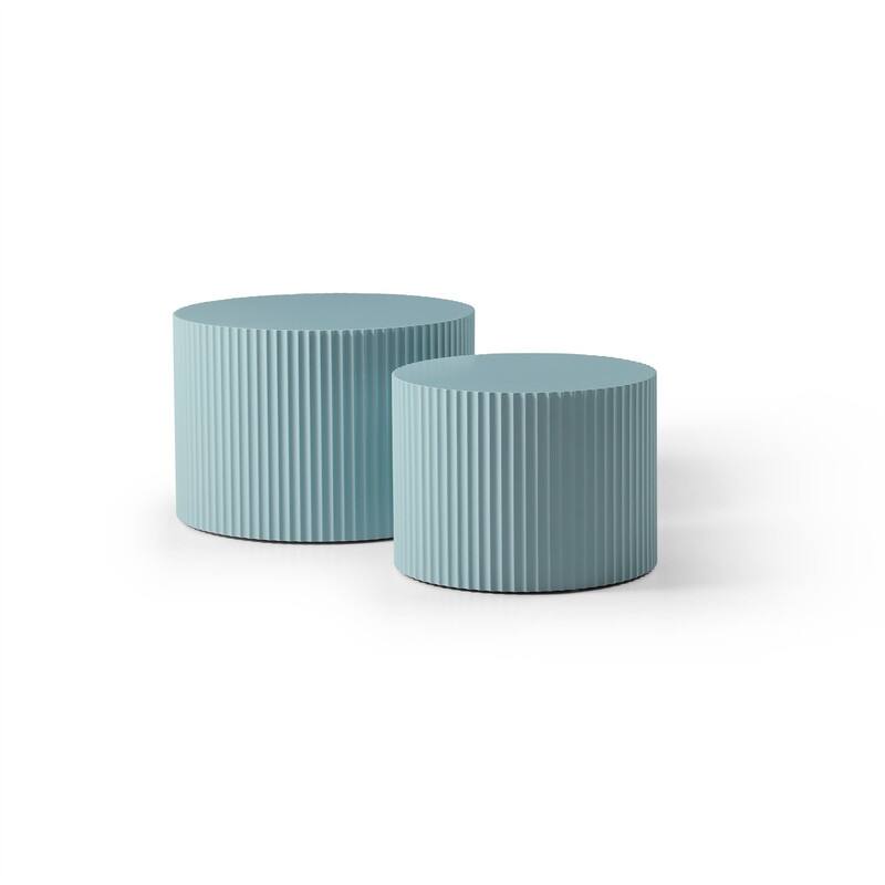 Modern Handcraft Round Coffee Table Nesting Table, Set of 2