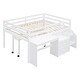 preview thumbnail 8 of 7, White Wooden Loft Bed with Movable Desk and Small desk, 2 Drawers, Full-Length Guardrail