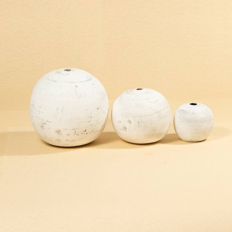 Large Clay Sphere Tabletop Decoration - 20" - White