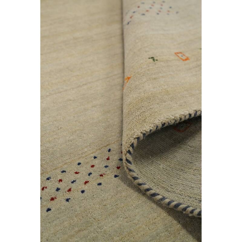 Hand Knotted Oriental 100% Wool Carpet Tribal Animal Pictorial Beige & Ivories Gabbeh Area Rug - 8' 0'' X 7' 10''