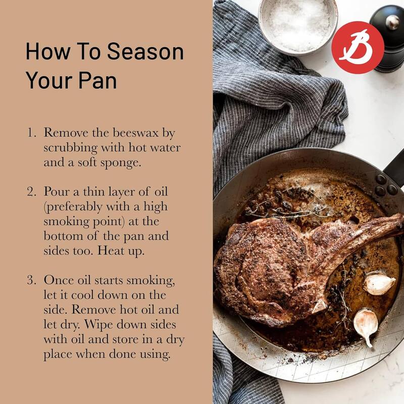 5616.24 Mineral B Round Carbon Steel Steak Nonstick Fry Pan, 9.5 inches
