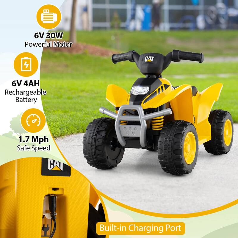 Costway CAT Licensed 6V Kids Ride on ATV with LED Headlight Horn - Yellow - See Details